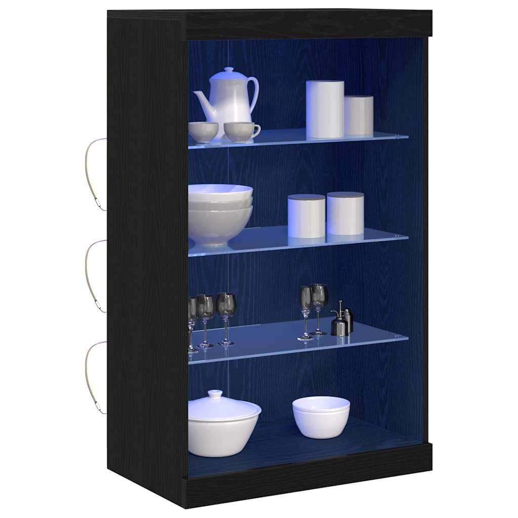 LED Kummuti Must tamm 60,5 x 37 x 100 cm Tehispuit