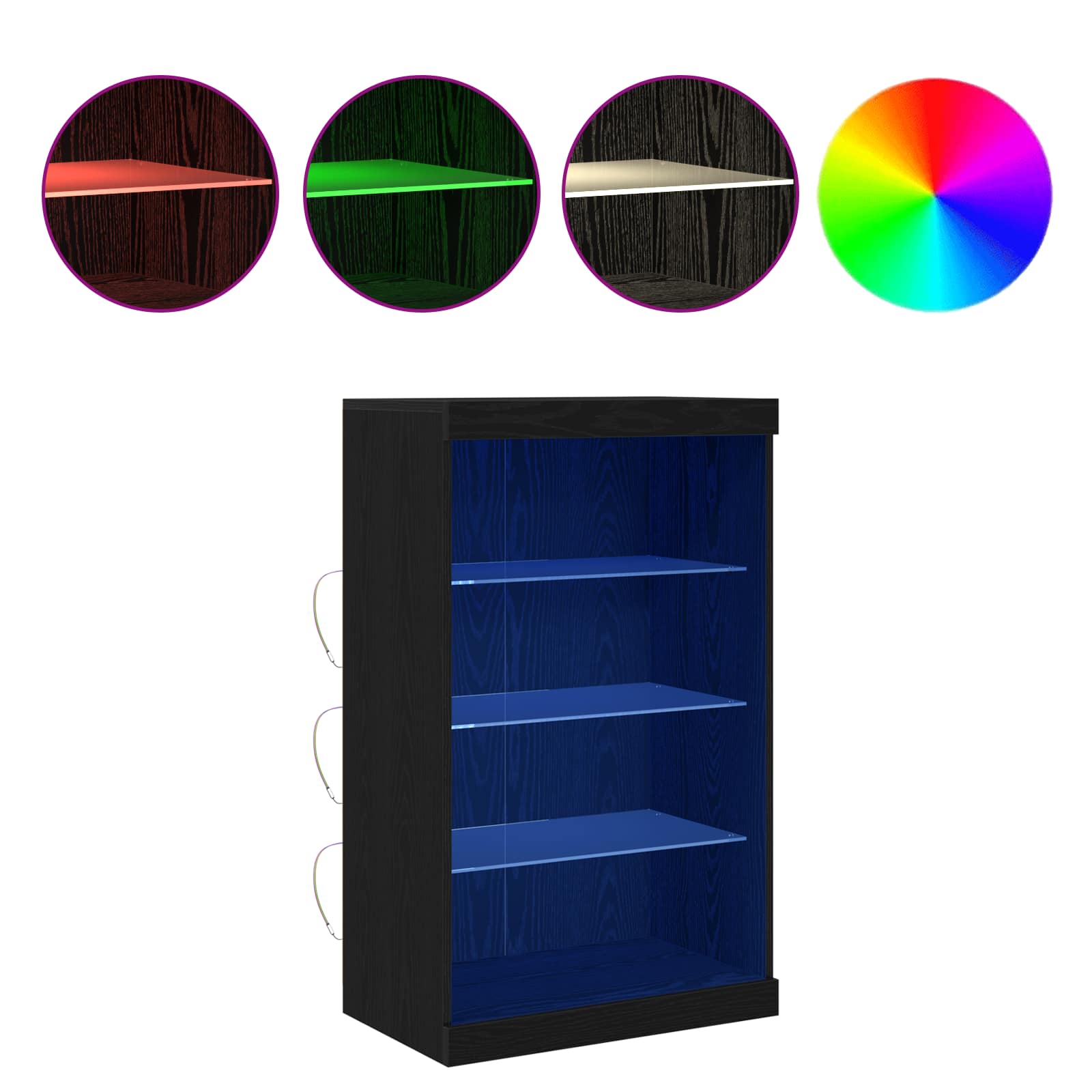LED Kummuti Must tamm 60,5 x 37 x 100 cm Tehispuit