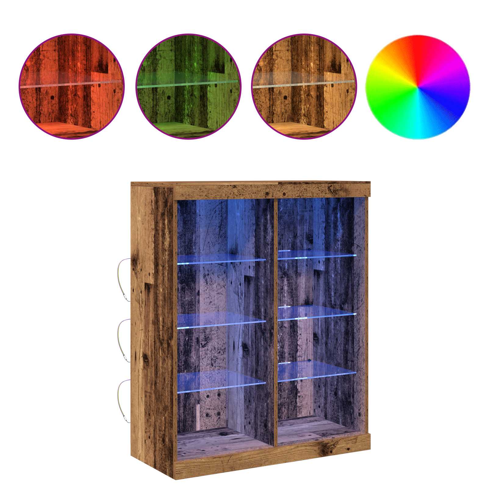 LED Kummuti LED-ribadega Vana puit 81 x 37 x 100 cm Tehispuit