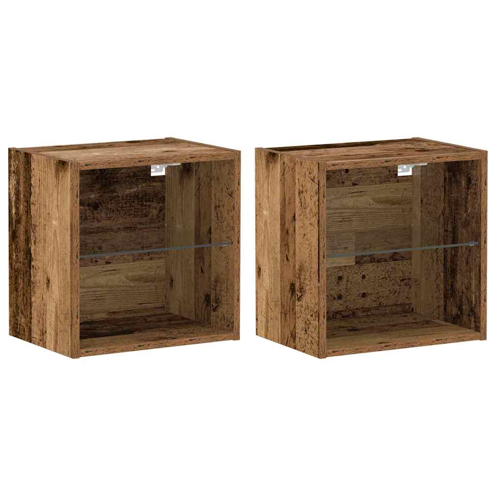 LED-valgustusega rippriiul 2 tk Pruun 40 x 28,5 x 40 cm