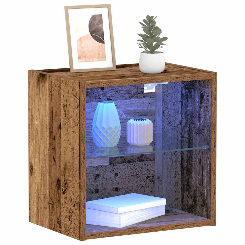 LED-valgustusega rippriiul 2 tk Pruun 40 x 28,5 x 40 cm