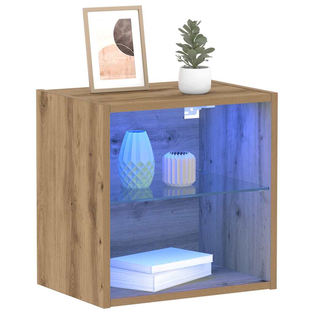 LED-valgustusega rippriiul Pruun 40 x 28,5 x 40 cm Tehispuit