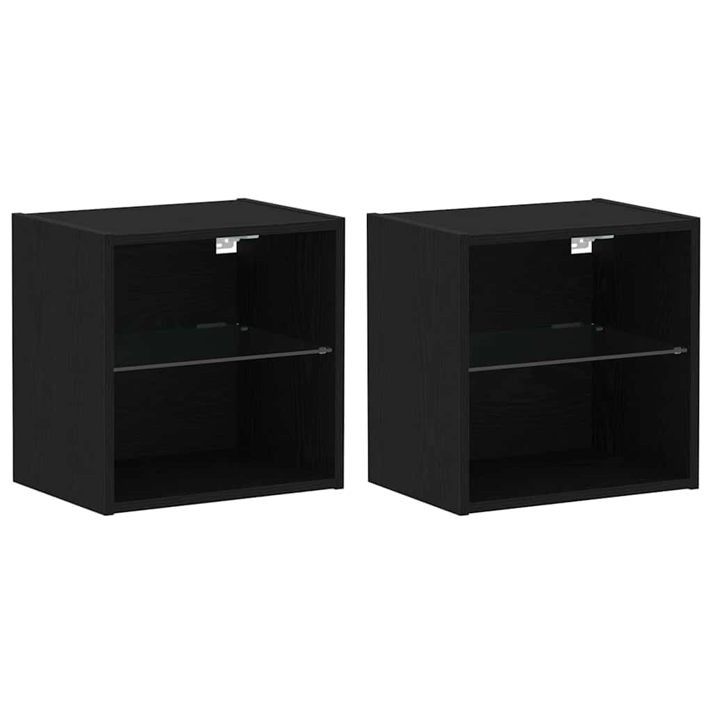LED-valgustusega rippriiul riiuliga 2 tk Must 40 x 28,5 x 40 cm