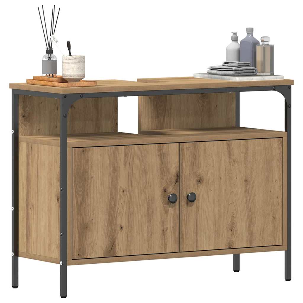 Vannitoa kraanikausi kapp käsitöötamm 80 x 30 x 60 cm Tehispuit