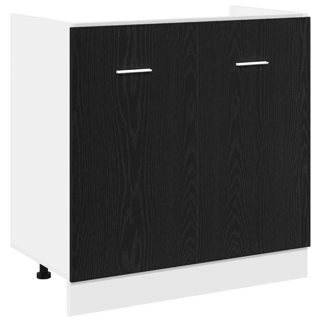 Valamu alumine kapp must tamm 80x46x81,5 cm töödeldud puit