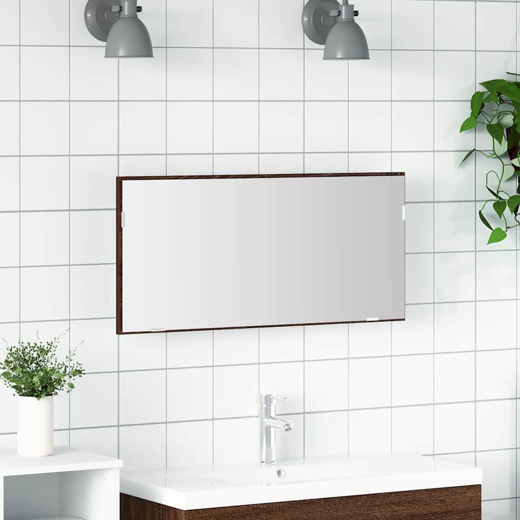 Peegel Pruun tamm 80 x 37 cm Klaas ja tehnoloogiline puit