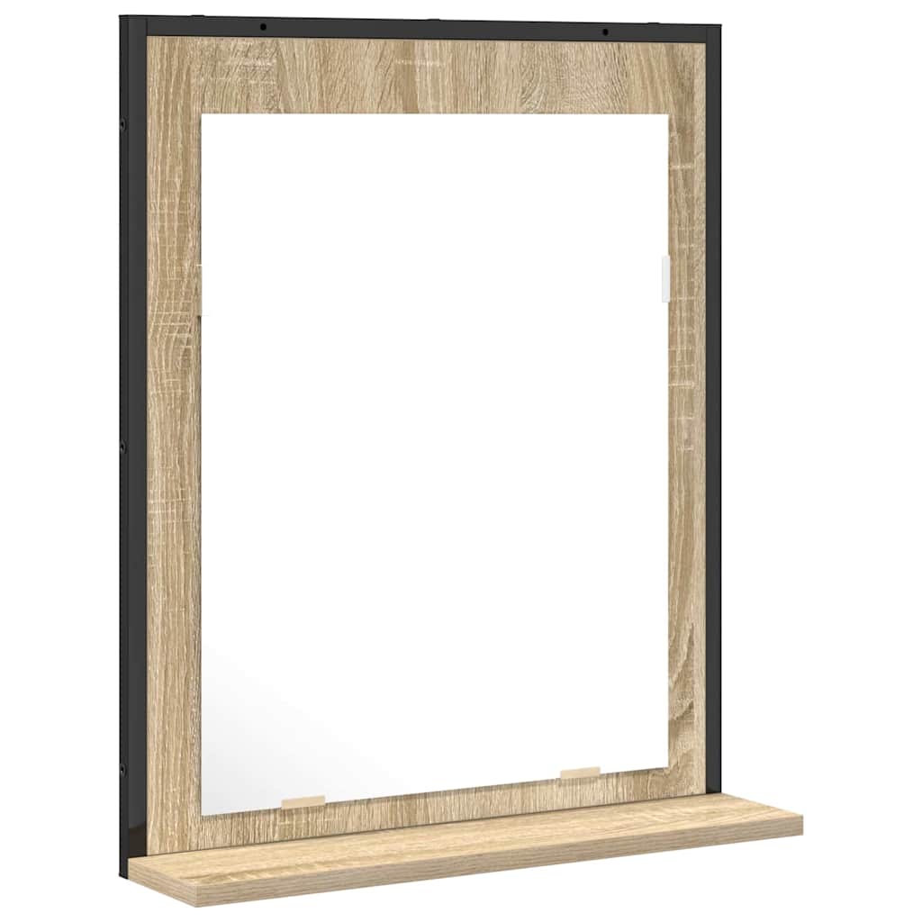 Vannitoa peegel riiuliga ladustamisega Must 50 x 12 x 60 cm