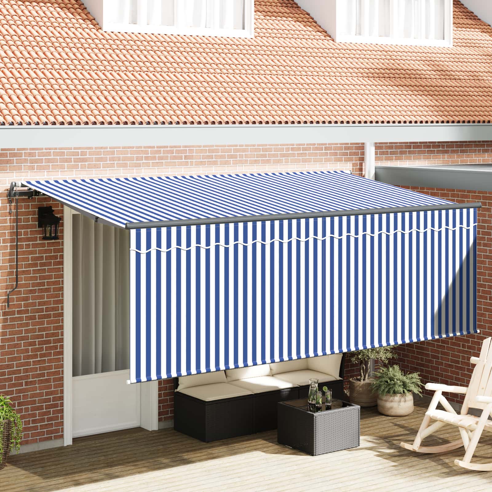 Kokkuvolditav varikatus Sinine ja Valge 350 x 200 cm