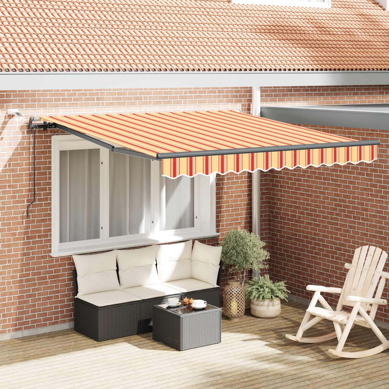 Kokkuvolditav varikatus Kollane ja oranž 300 x 250 cm Polüester