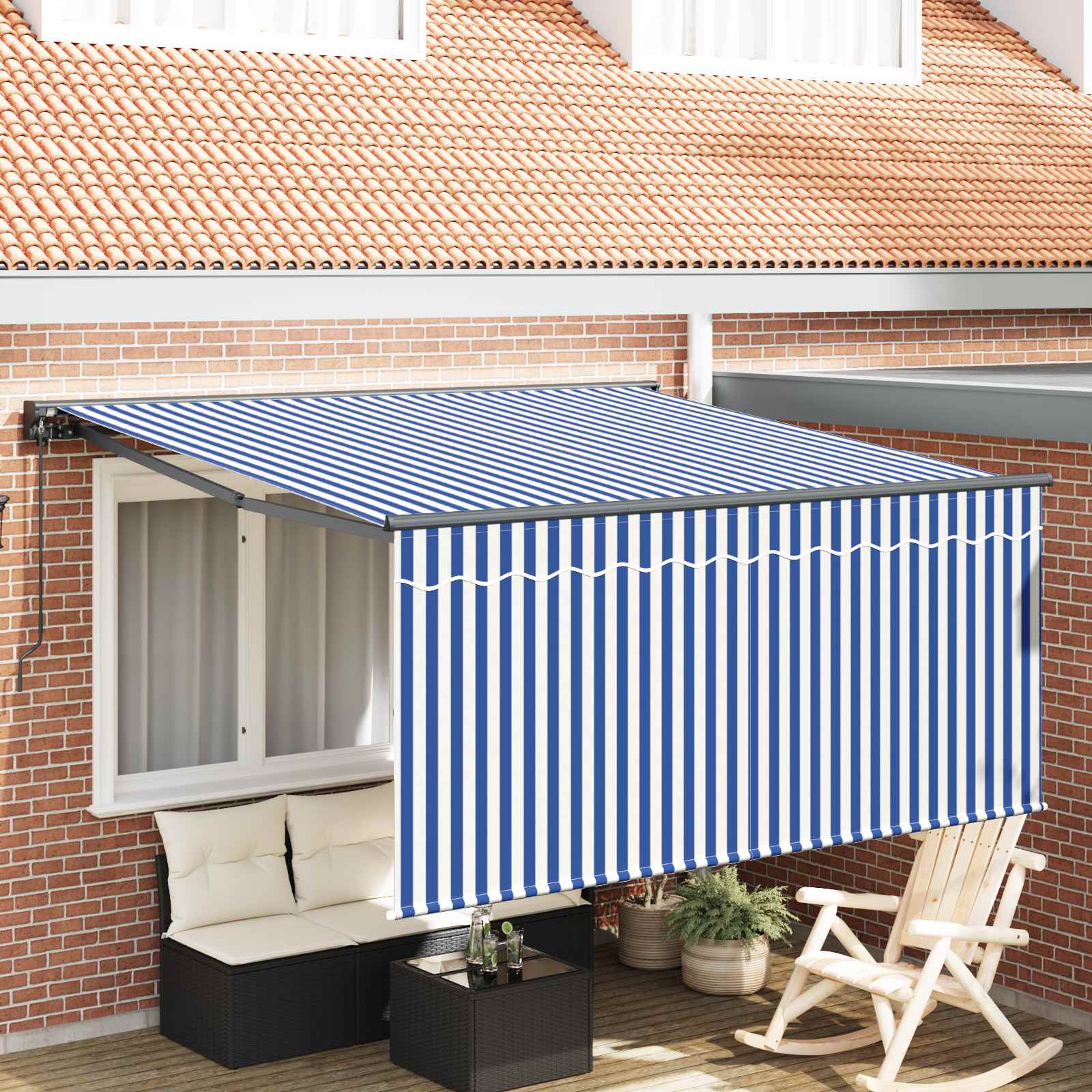 Kokkuvolditav varikatus Sinine ja Valge 350 x 250 cm
