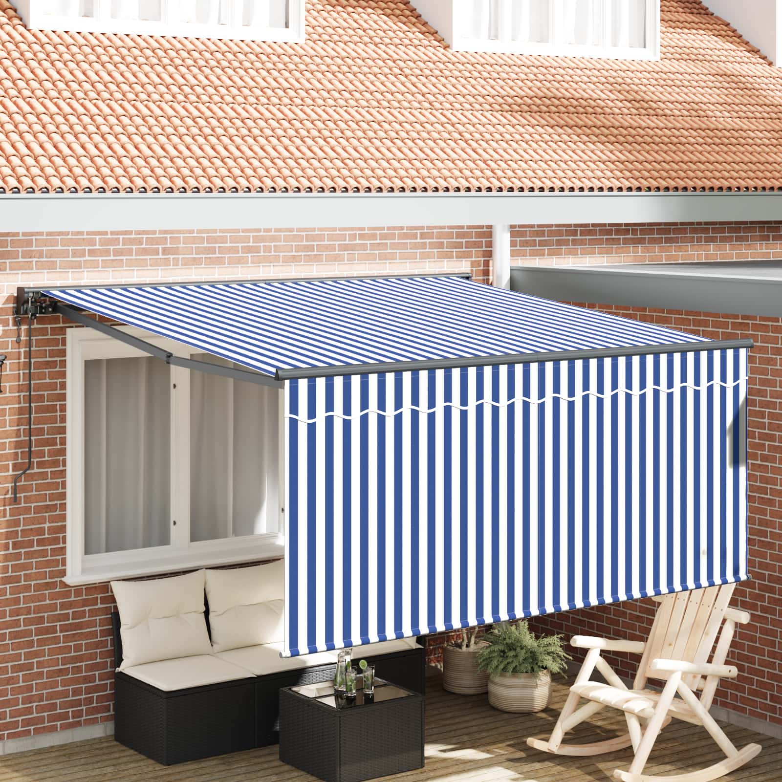 Kokkuvolditav varikatus Sinine ja Valge 350 x 250 cm