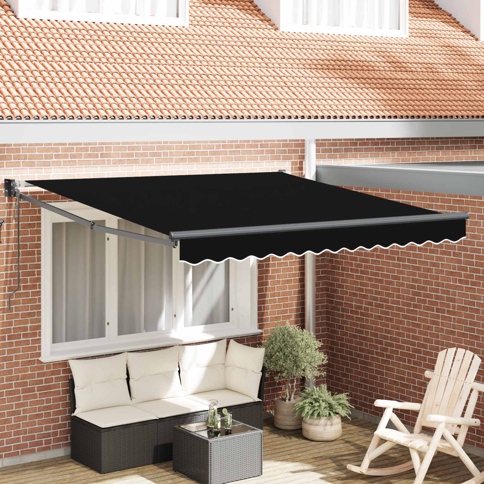 Kokkuvolditav varikatus Must 350 x 250 cm Polüester ja metall