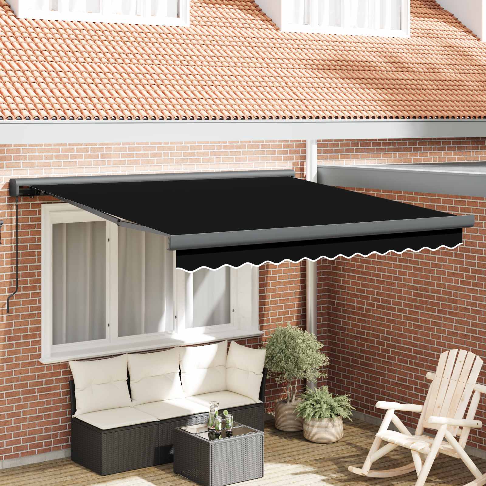 Kokkuvolditav varikatus Must 350 x 250 cm Kangas ja alumiinium