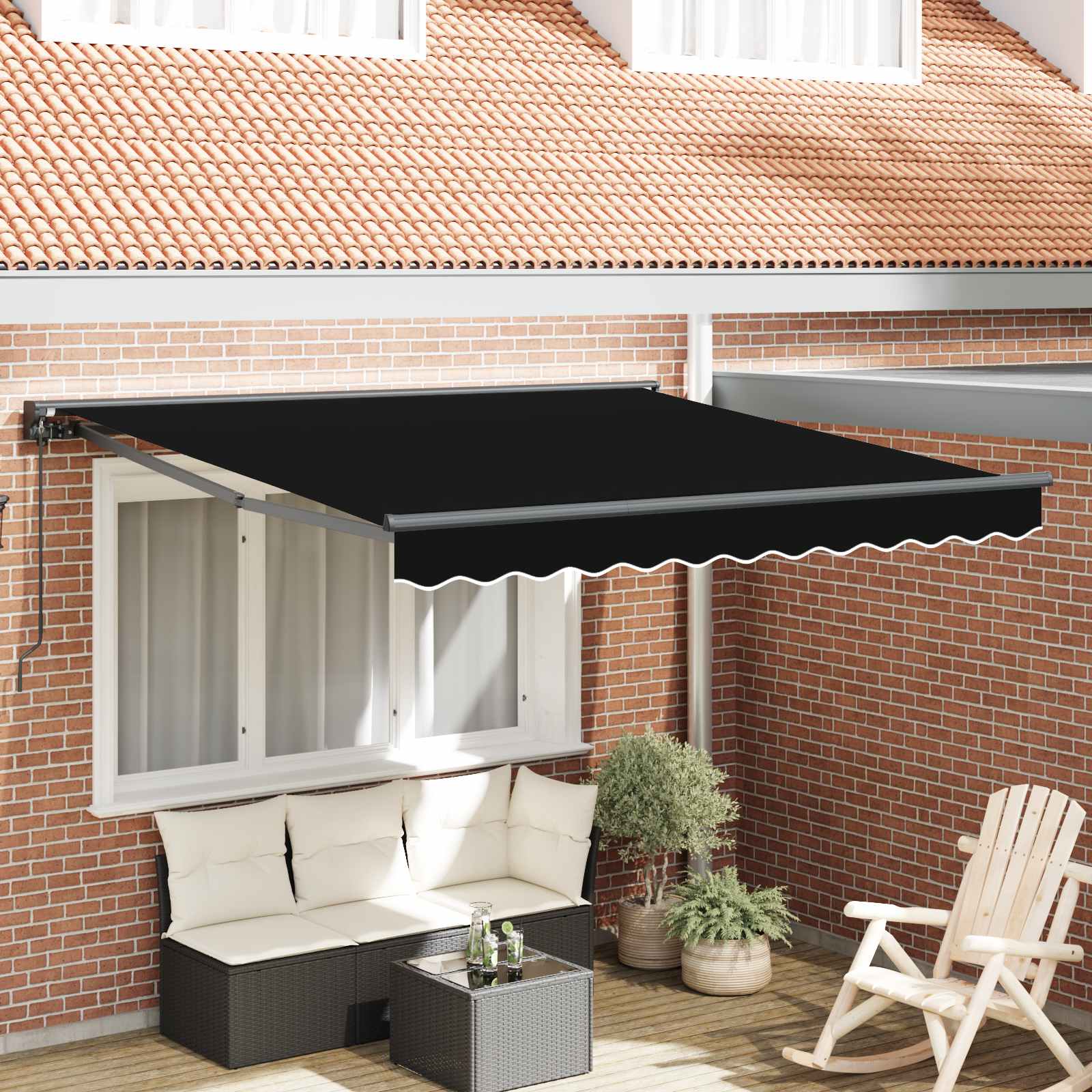 Kailastud raam Must 350 x 250 cm Polüester PU-kattega