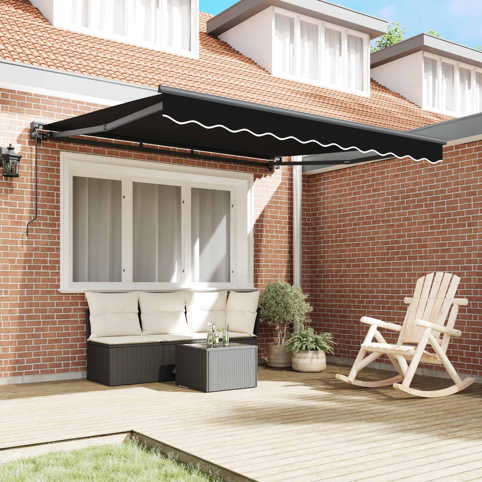 Kailastud raam Must 350 x 250 cm Polüester PU-kattega