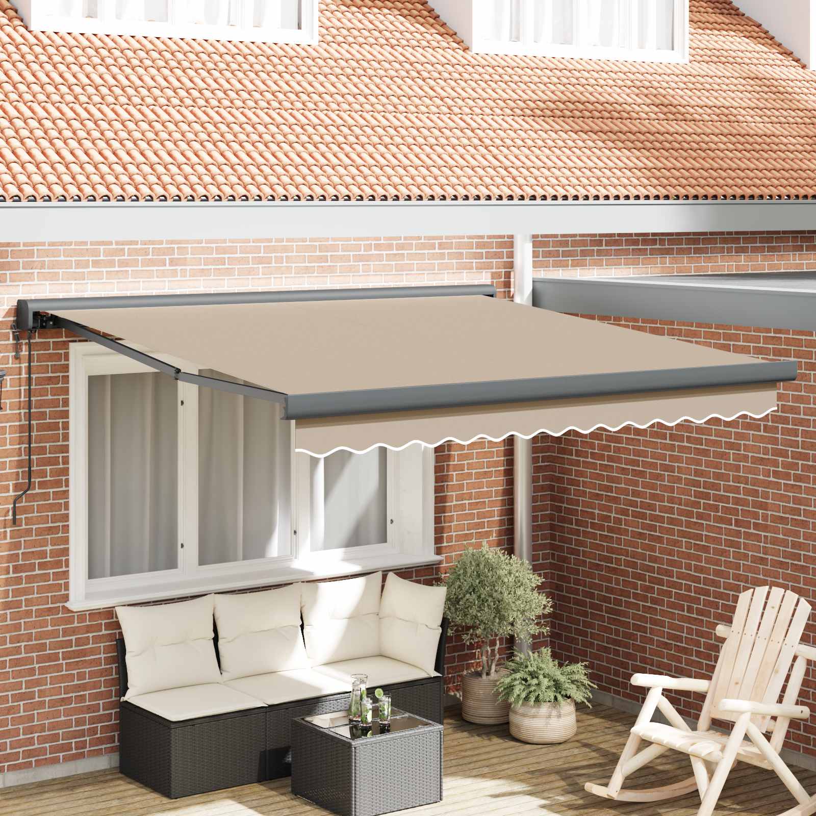 Kokkuvolditav varikatus Beež 350 x 250 cm Kangas ja metall
