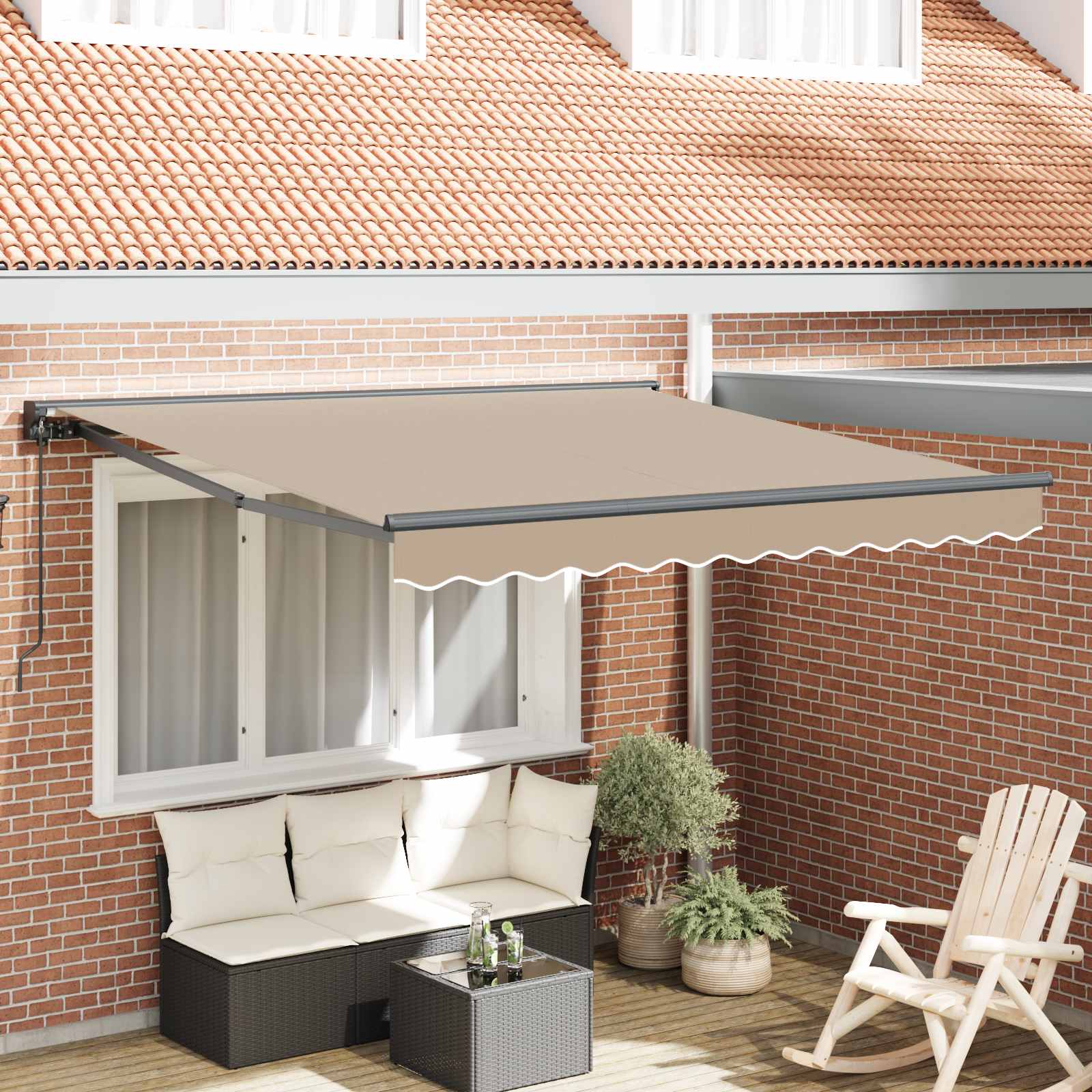 Kailastud raam Beež 350 x 250 cm Polüester PU-kattega