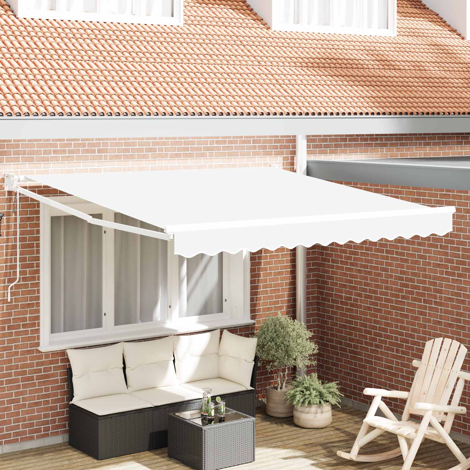 Kokkuvolditav varikatus Valge 350 x 250 cm Polüester ja metall
