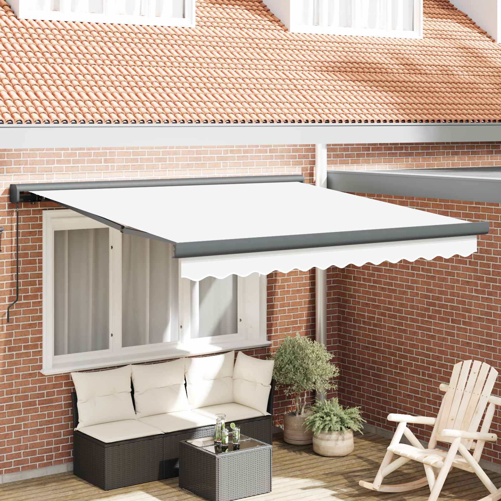 Kokkuvolditav varikatus Valge 350 x 250 cm Kangas ja alumiinium