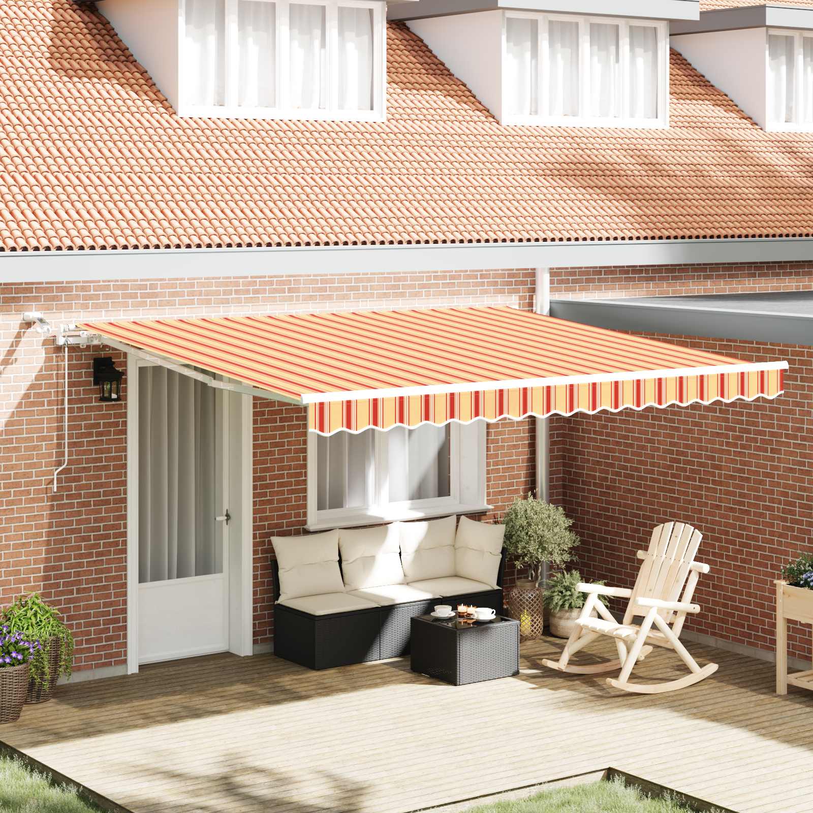 Kokkuvolditav varikatus Kollane ja oranž 400 × 350 cm Polüester