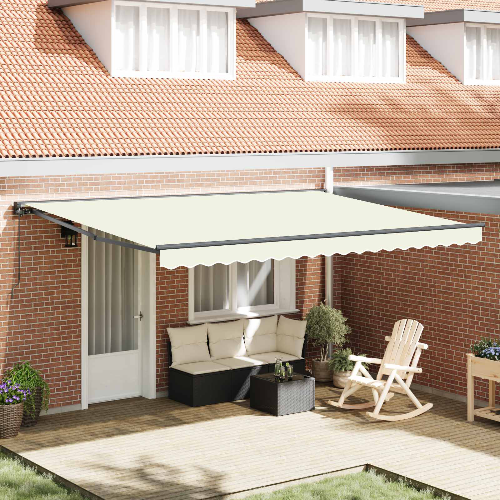 Kailastud raam Kreemjas 450 × 300 cm Polüester PU-kattega