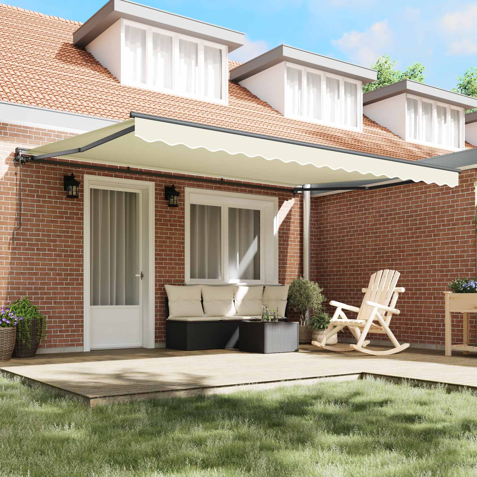 Kailastud raam Kreemjas 450 × 300 cm Polüester PU-kattega