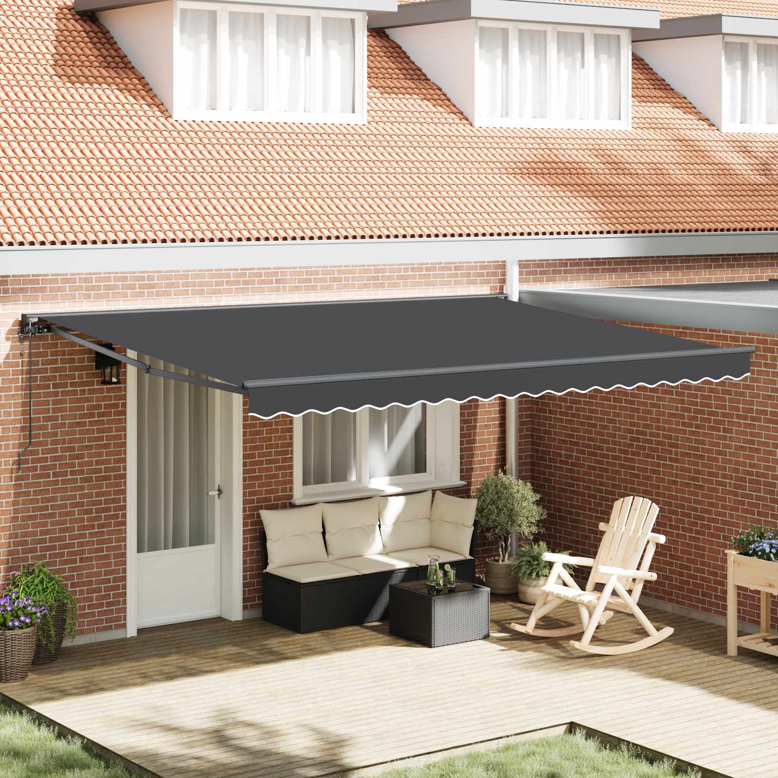 Kailastud raam Antratsiit 450 × 300 cm Polüester PU-kattega
