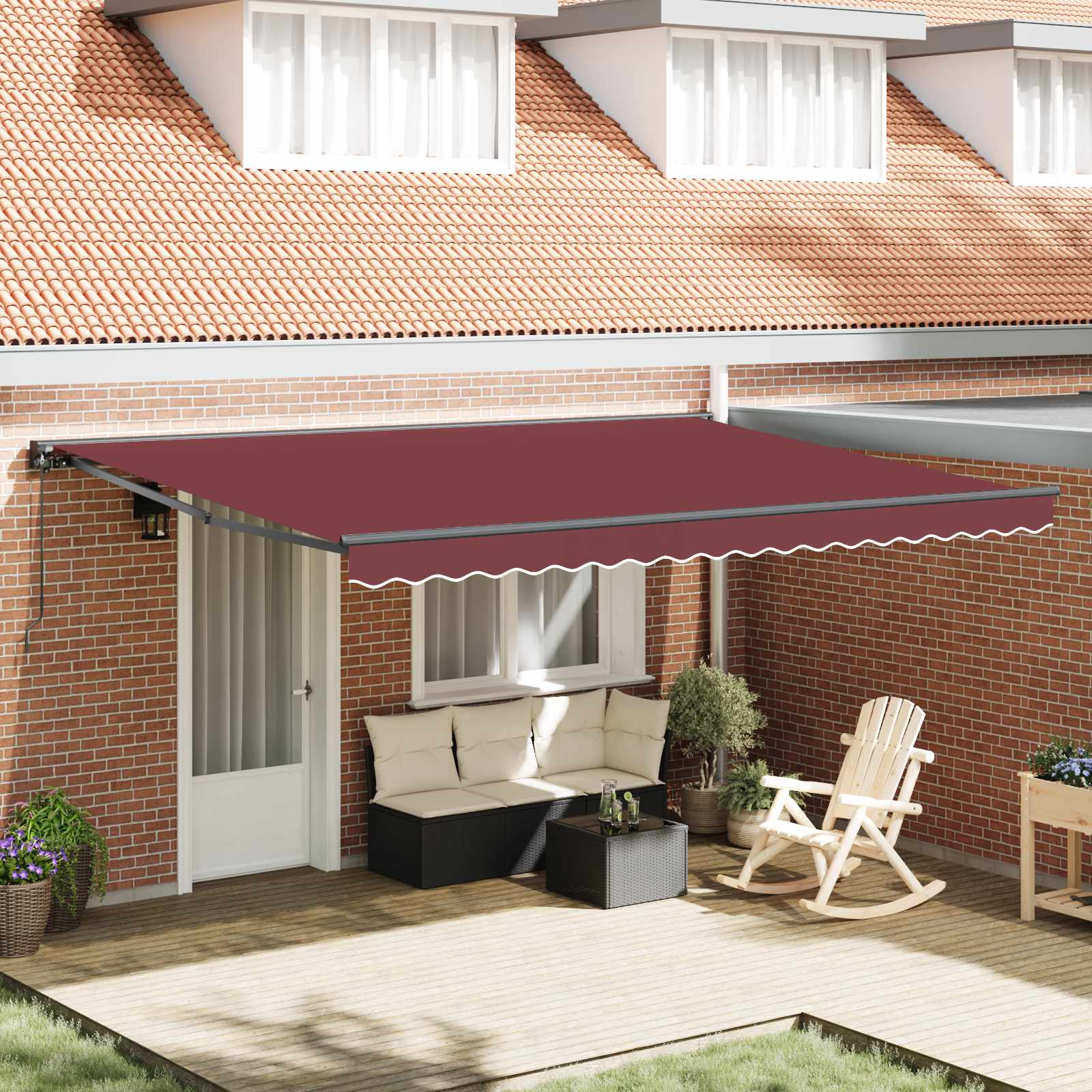 Kailastud raam Veinipunane 450 × 300 cm Polüester PU-kattega