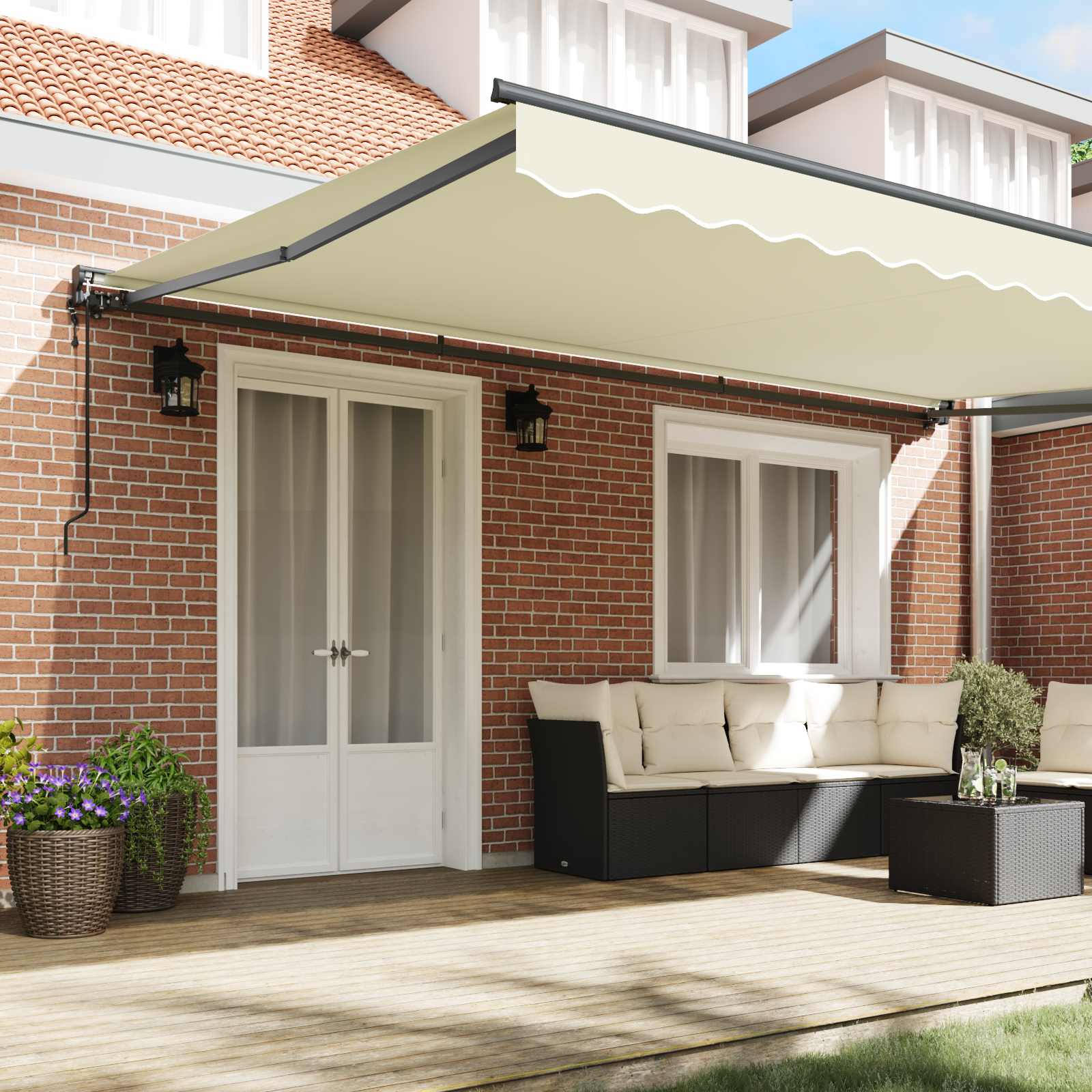 Kailastud raam Kreemjas 500 × 300 cm Polüester PU-kattega