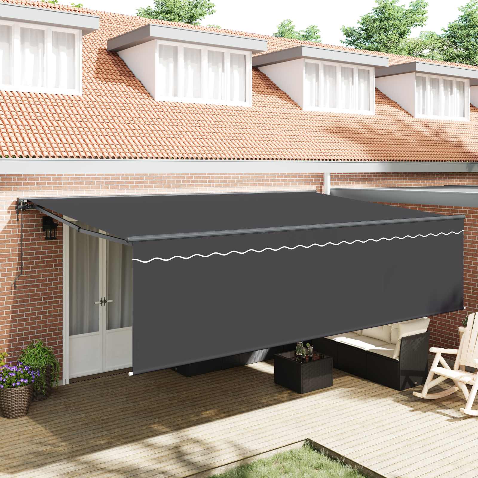 Kokkuvolditav varikatus Antratsiit 500 × 300 cm