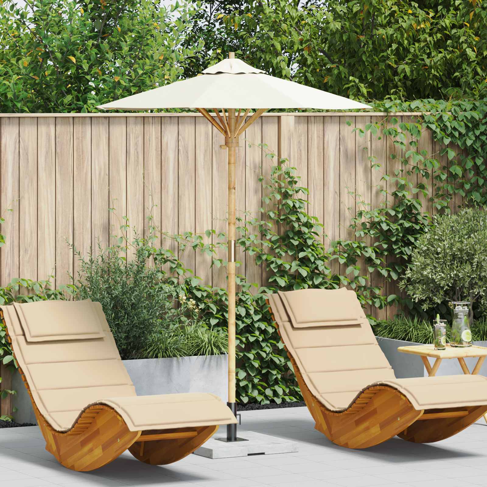 Aedapara Ümmargune Ø 150 x 210 cm Bambus Kreemvalge