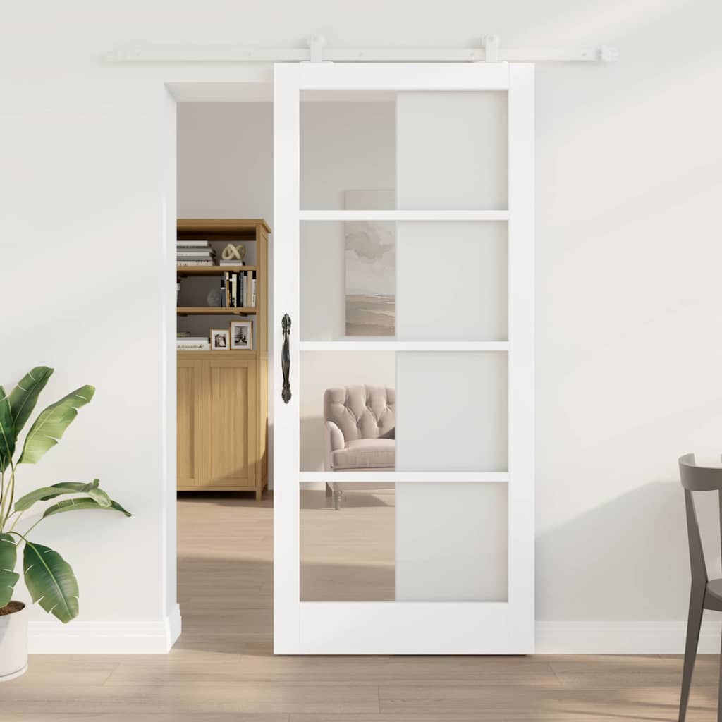Libisev uks ORKDAL 93 x 211 cm Soe männipuit ja klaas Valge