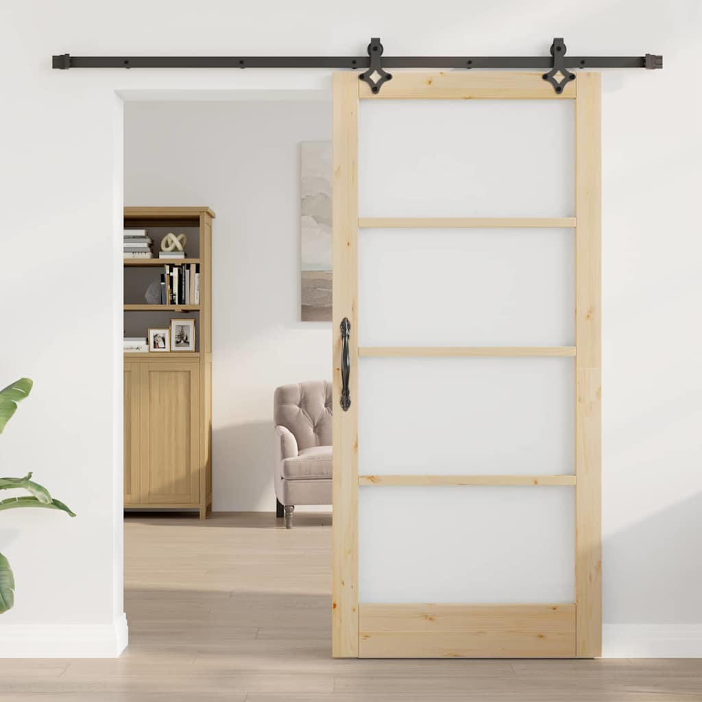 Libisev uks Neutraalne 93 x 202 cm Soe männipuit ja klaas
