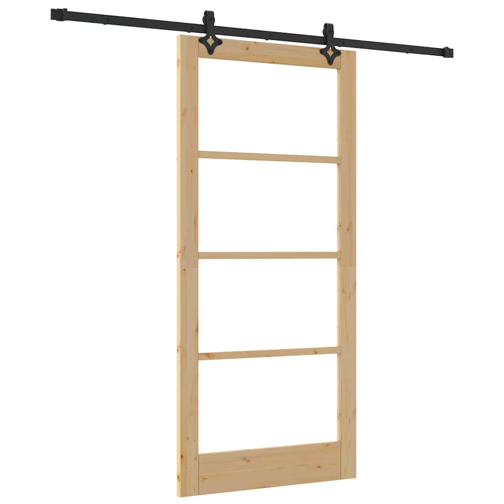 Libisev uks Neutraalne 93 x 202 cm Soe männipuit ja klaas