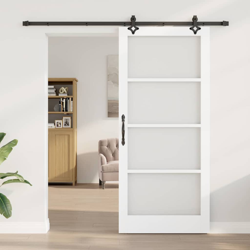 Libisev uks Valge 93 x 211 cm Soe männipuit ja klaas