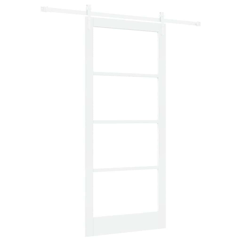 Libisev uks 93 x 211 cm Soe männipuit ja klaas Valge