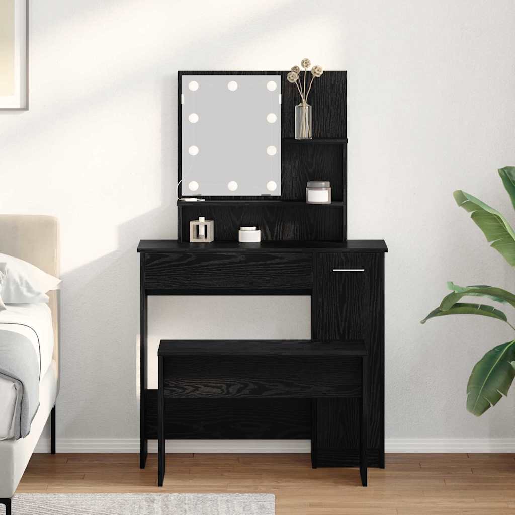 LED Meigilaudade Komplekt 2 tk Must tamm 86,5 x 35 x 136 cm