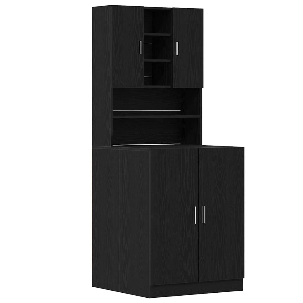 Pesumasina kapp 2 tk Must tamm 70,5 x 71,5 x 181,5 cm Tehispuit