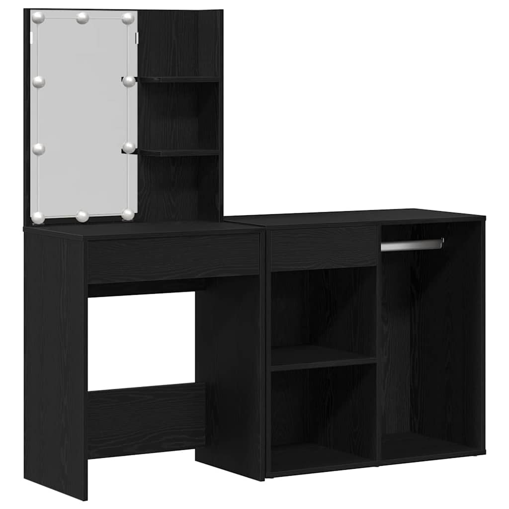 LED Meigilaudade Komplekt Must tamm 140 x 40 x 140 cm Tehispuit