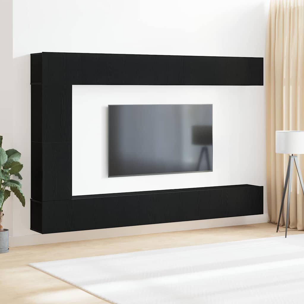 TV Cabinet Set 9 tk 30,5 x 30 x 110 cm Must tamm