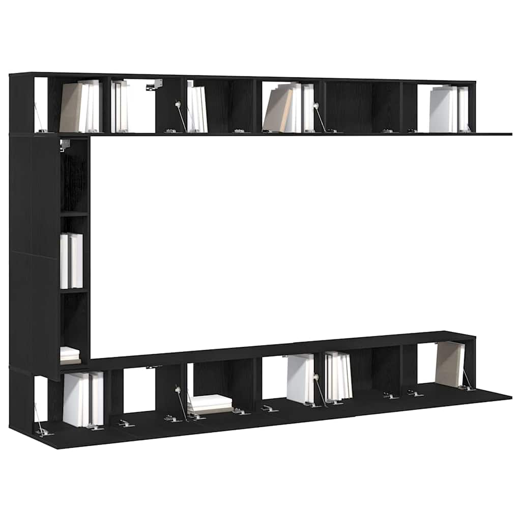TV Cabinet Set 9 tk 30,5 x 30 x 110 cm Must tamm