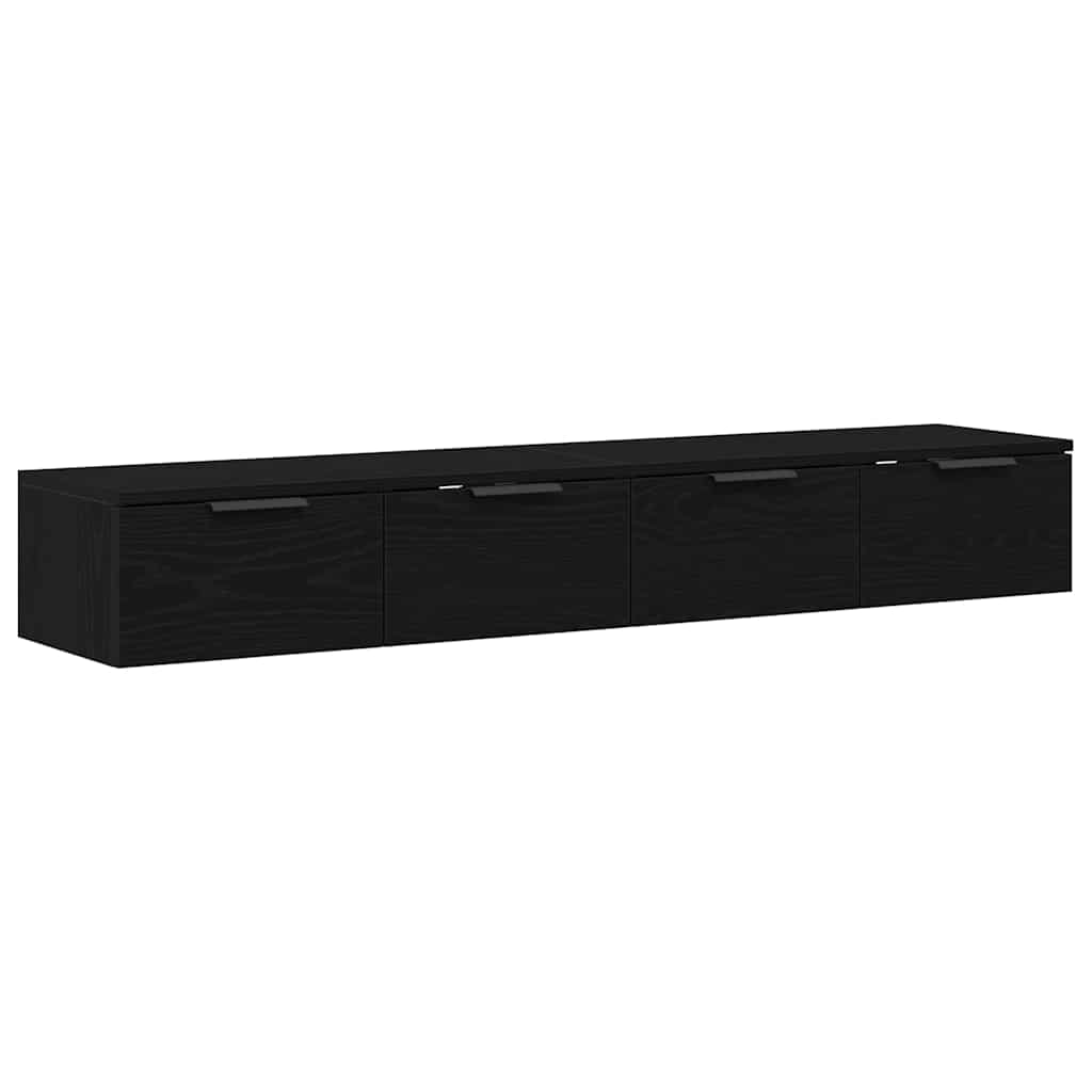 Seinale kinnitatav kapp 2 tk Must tamm 68 x 30 x 20 cm