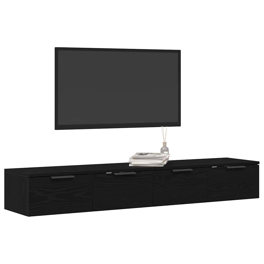 Seinale kinnitatav kapp 2 tk Must tamm 68 x 30 x 20 cm