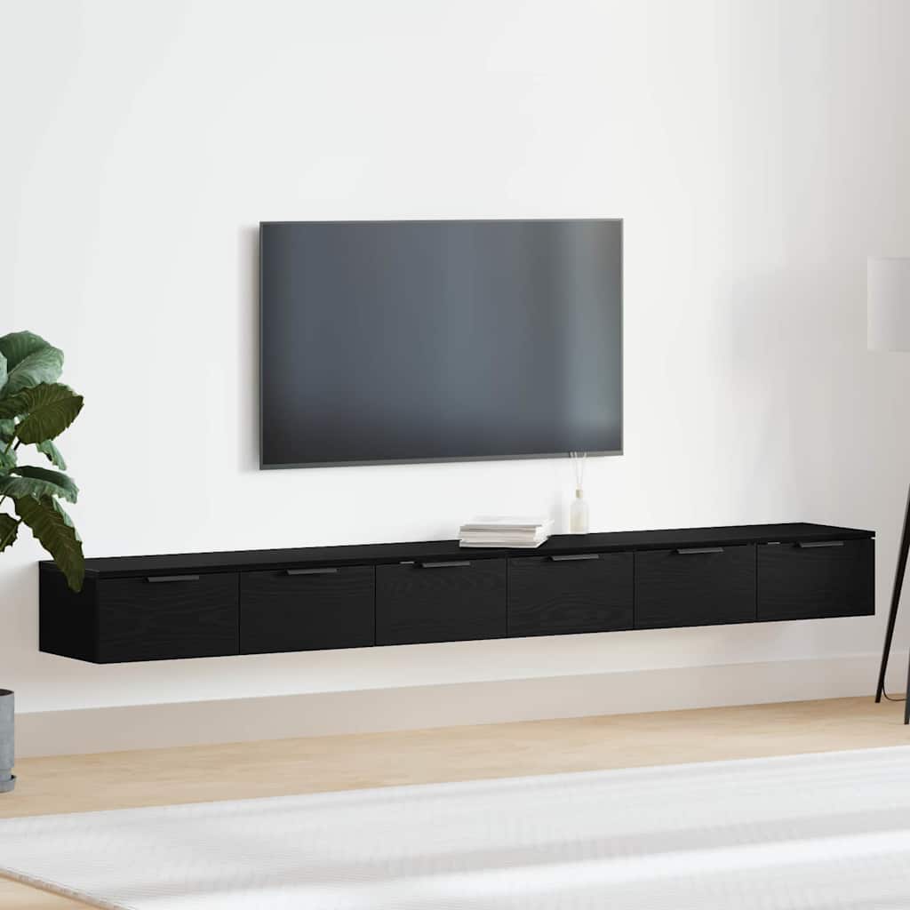 Seinale kinnitatav kapp 2 tk Must tamm 102 x 30 x 20 cm