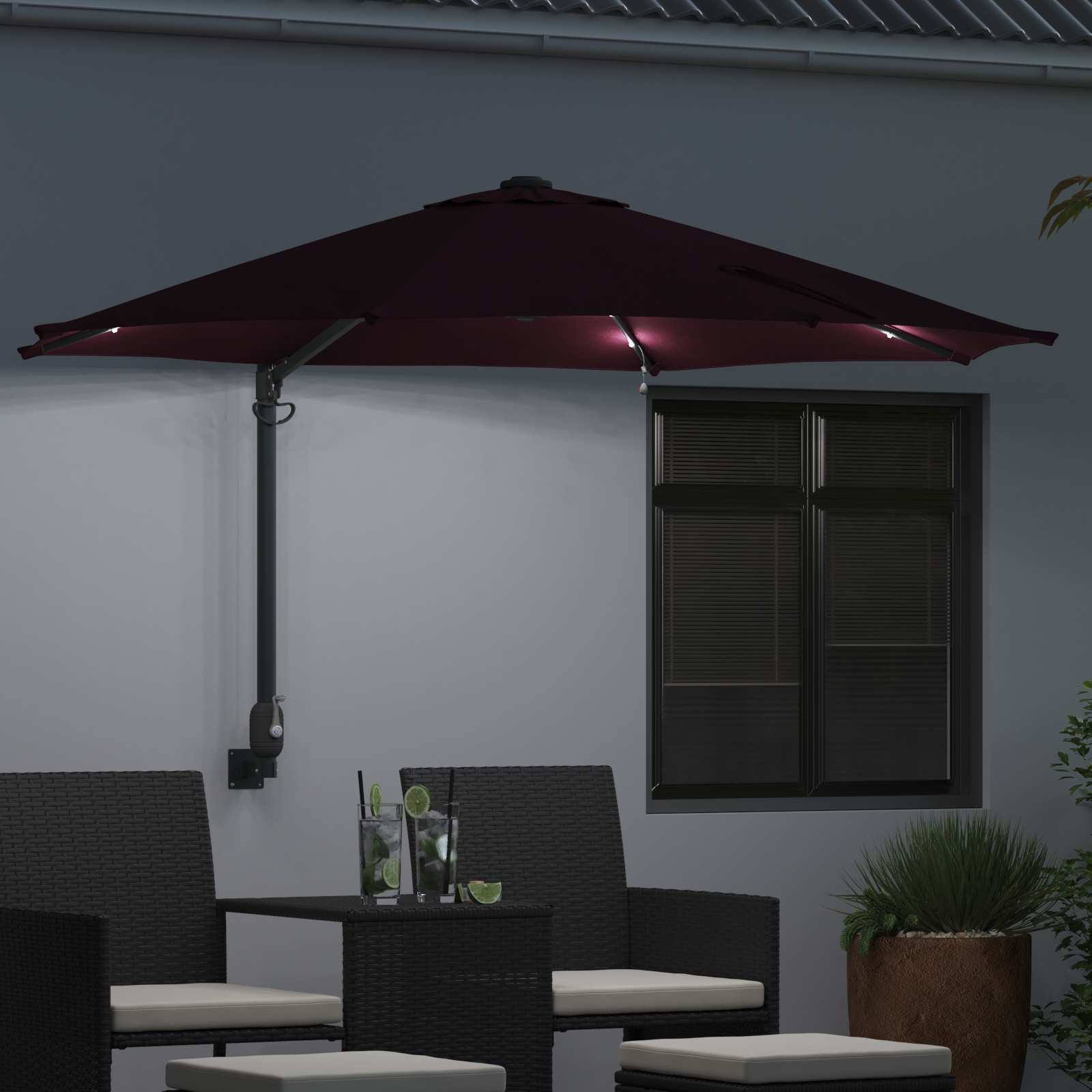 Aedapara 248 x 248 x 148 cm Polüester ja teras Bordeaux punane