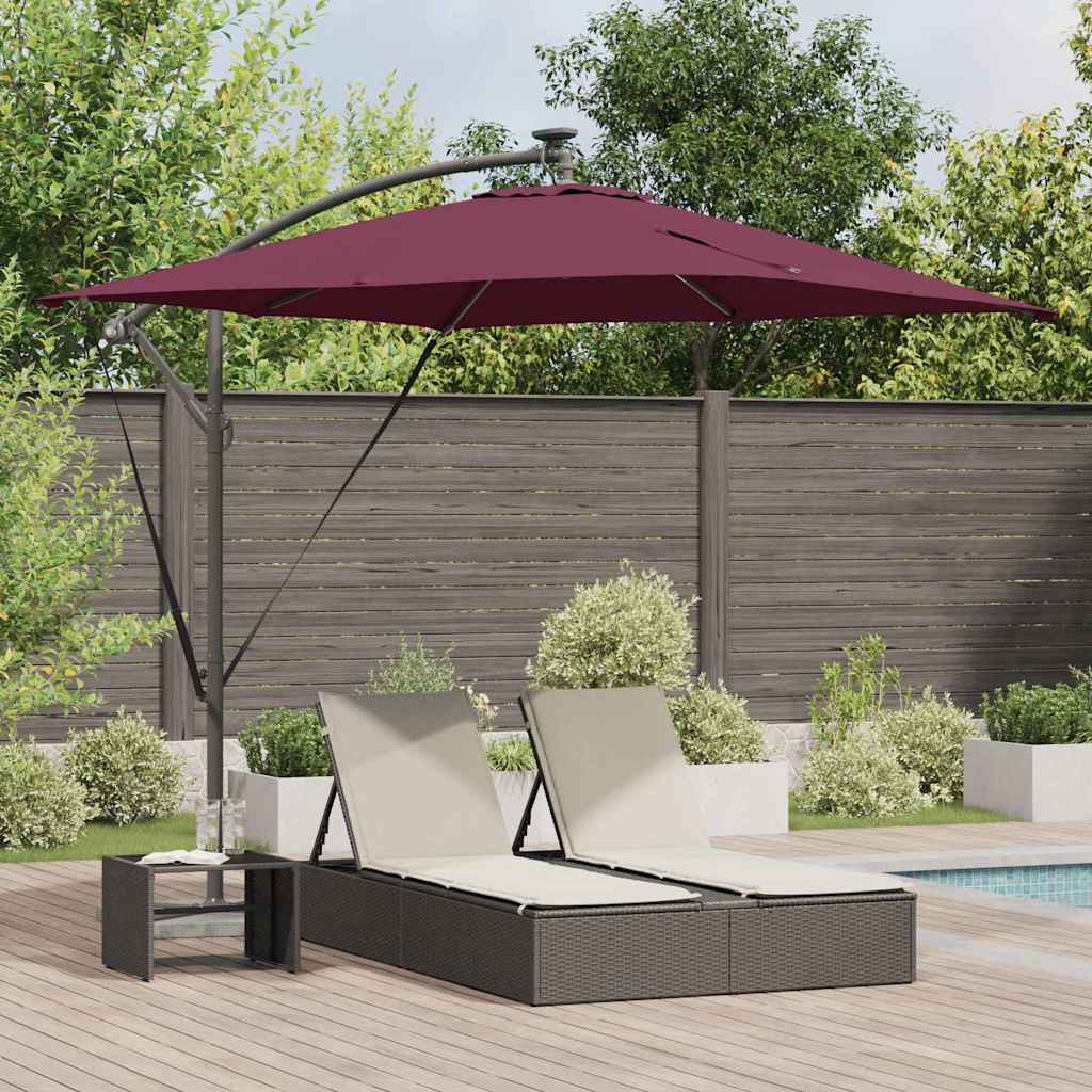 Päikesevari LED-ribadega Bordeaux punane 249 x 249 x 250 cm