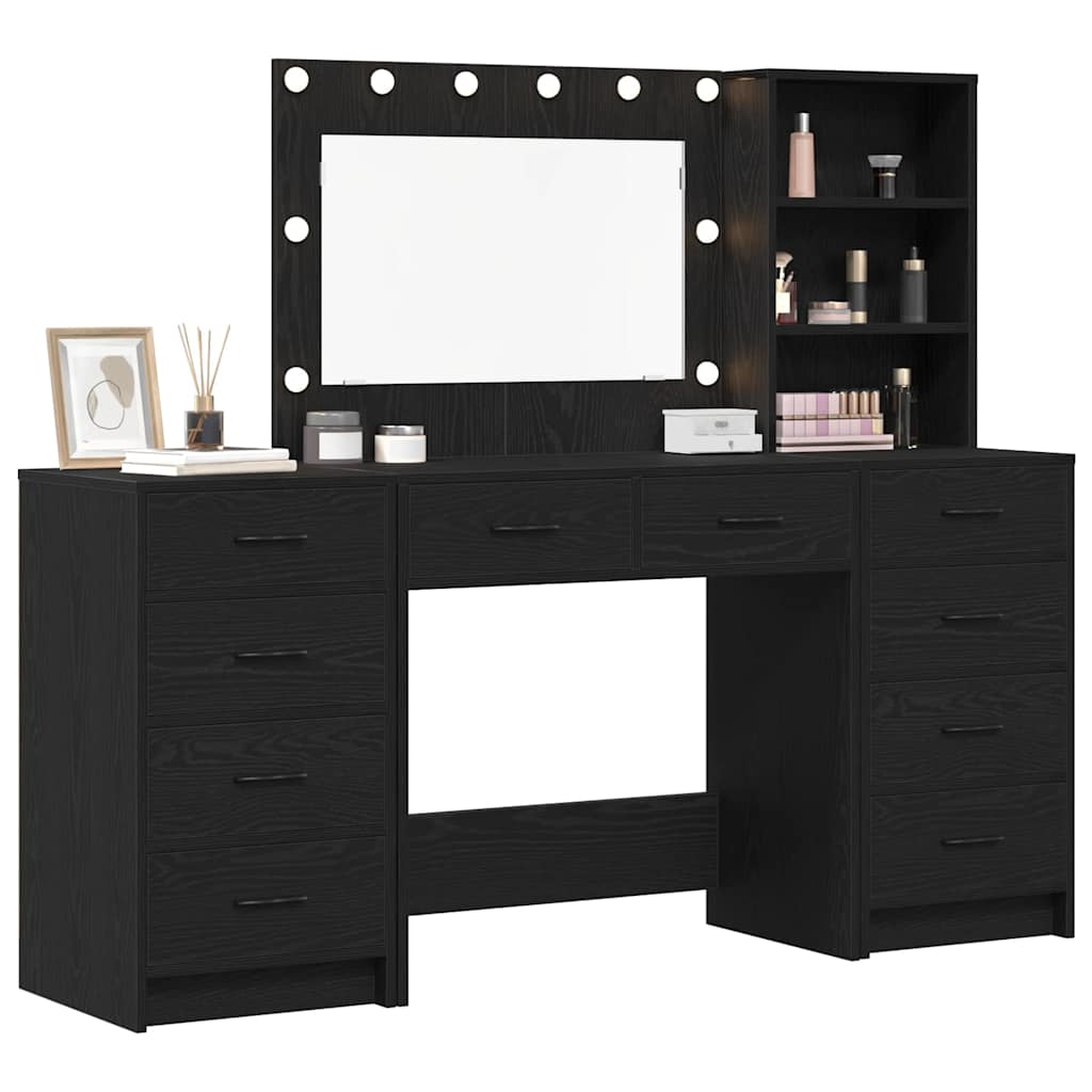 Riietumislaud 3 tk Must tamm 78,5 x 41 x 135 cm Tehispuit