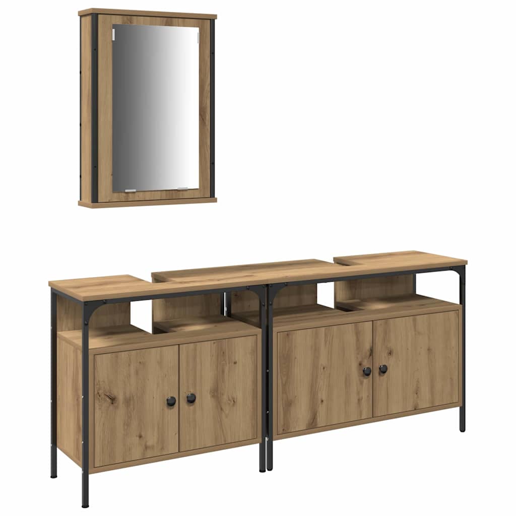 Vannitoa valamud 3 tk Pruun 80 x 30 x 60 cm Tehispuit