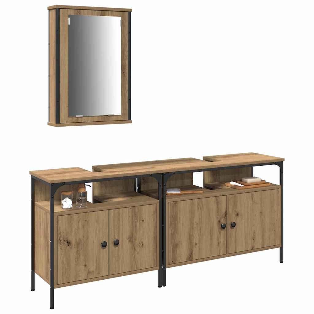 Vannitoa valamud 3 tk Pruun 80 x 30 x 60 cm Tehispuit