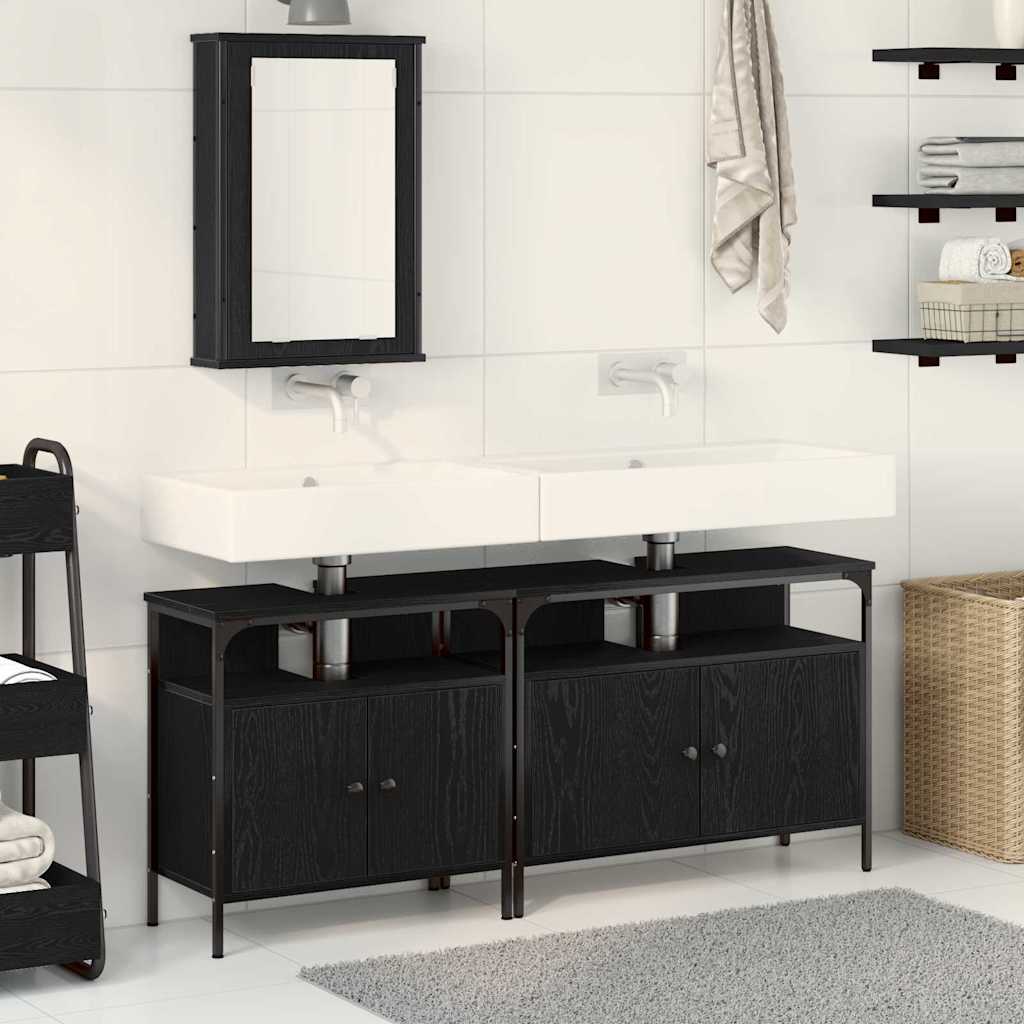Vannitoa valamud 3 tk Must 80 x 30 x 60 cm Tehispuit